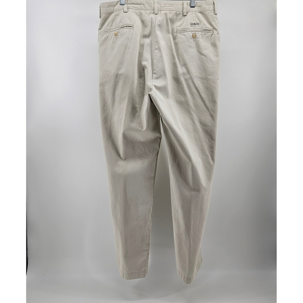 Polo Ralph Lauren Andrew Pant Mens 36x30 Tan Khaki Pleated Chino Cotton Trousers - Picture 2 of 11
